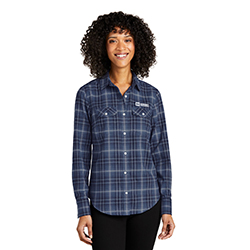 PORT AUTHORITY LADIES LONG SLEEVE OMBRE PLAID